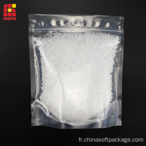 Sacs en mylar clairs pour sacs à fermeture à glissière d&#39;emballage alimentaire